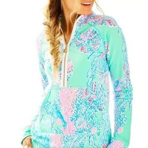 Lilly Pulitzer Skipper Popover Pullover S Minty Fresh Fansea Jellyfish Print